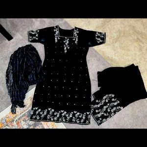 3 piece black and silver indian dress suit PRICE DROP